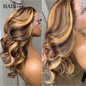 Highlight Body Wave Wig Brazilian Human Hair Lace Frontal Wig