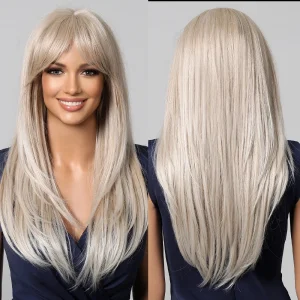 Layered Synthetic Wigs with Bangs Heat Resistant Wig