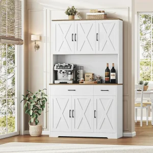Farmhouse Kitchen 71" Pantry Cabinet with Charging Station