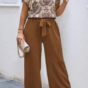 Plus Size Ethnic Style Loose Casual V-neck Two Piece Set