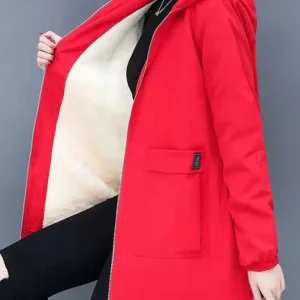 Women's Winter Coat Hooded Mid-Length Polyester Fiber